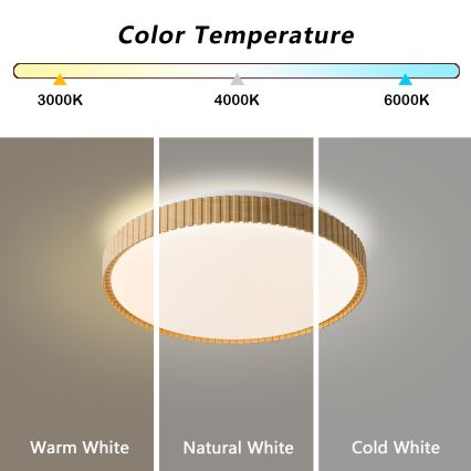 Brilagi - dimmbare LED-Deckenleuchte CORVO LED/72W/230V 3000-6000K Holzoptik Ø 50 cm + Fernbedienung