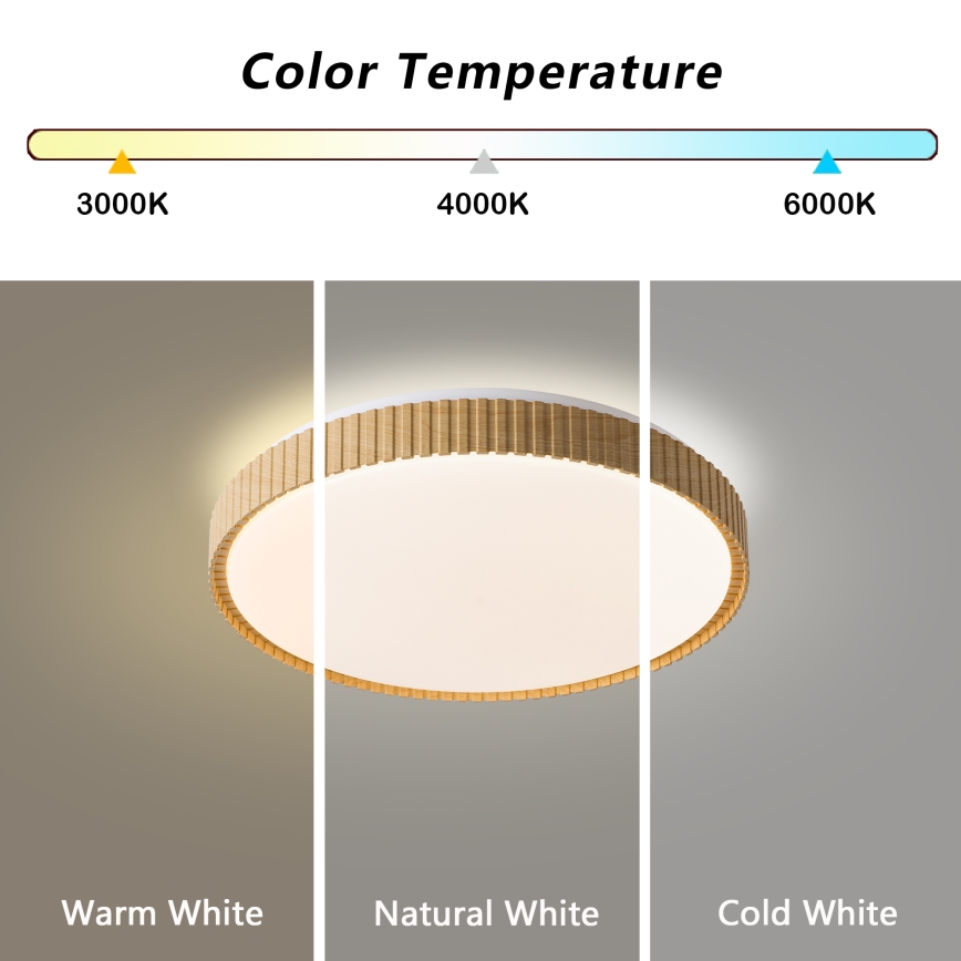 Brilagi - dimmbare LED-Deckenleuchte CORVO LED/72W/230V 3000-6000K Holzoptik Ø 50 cm + Fernbedienung