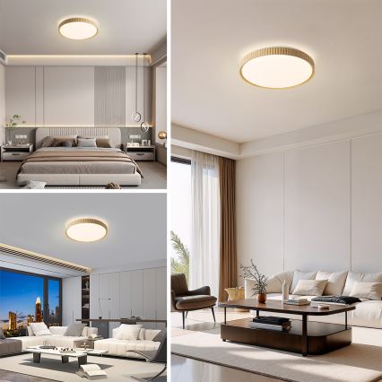 Brilagi - dimmbare LED-Deckenleuchte CORVO LED/72W/230V 3000-6000K Holzoptik Ø 50 cm + Fernbedienung