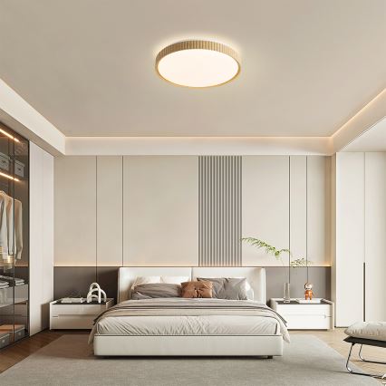 Brilagi - dimmbare LED-Deckenleuchte CORVO LED/72W/230V 3000-6000K Holzoptik Ø 50 cm + Fernbedienung