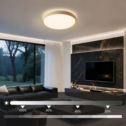 Brilagi - dimmbare LED-Deckenleuchte CORVO LED/72W/230V 3000-6000K Holzoptik Ø 50 cm + Fernbedienung