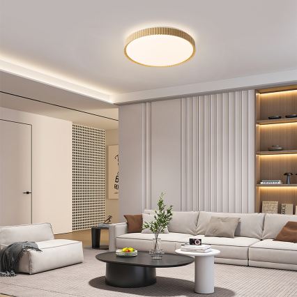 Brilagi - dimmbare LED-Deckenleuchte CORVO LED/72W/230V 3000-6000K Holzoptik Ø 50 cm + Fernbedienung