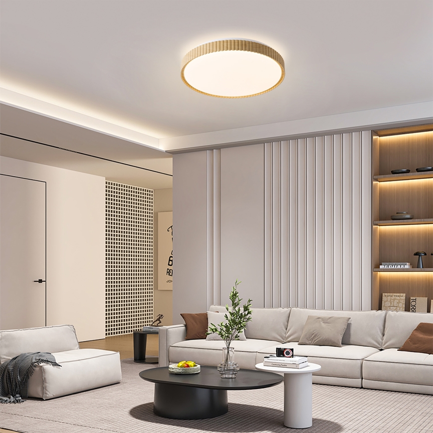 Brilagi - dimmbare LED-Deckenleuchte CORVO LED/72W/230V 3000-6000K Holzoptik Ø 50 cm + Fernbedienung