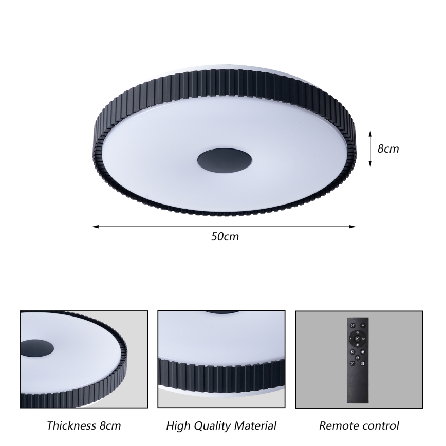 Brilagi - LED-dimmbare Deckenleuchte CORVO LED/72W/230V 3000-6000K schwarz Ø 50 cm + Fernbedienung