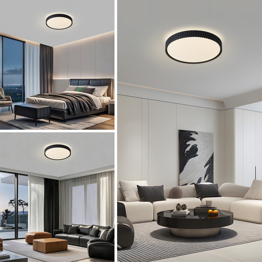 Brilagi - LED-dimmbare Deckenleuchte CORVO LED/54W/230V 3000-6000K schwarz Ø 40 cm + Fernbedienung