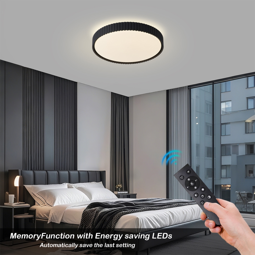 Brilagi - LED-dimmbare Deckenleuchte CORVO LED/54W/230V 3000-6000K schwarz Ø 40 cm + Fernbedienung