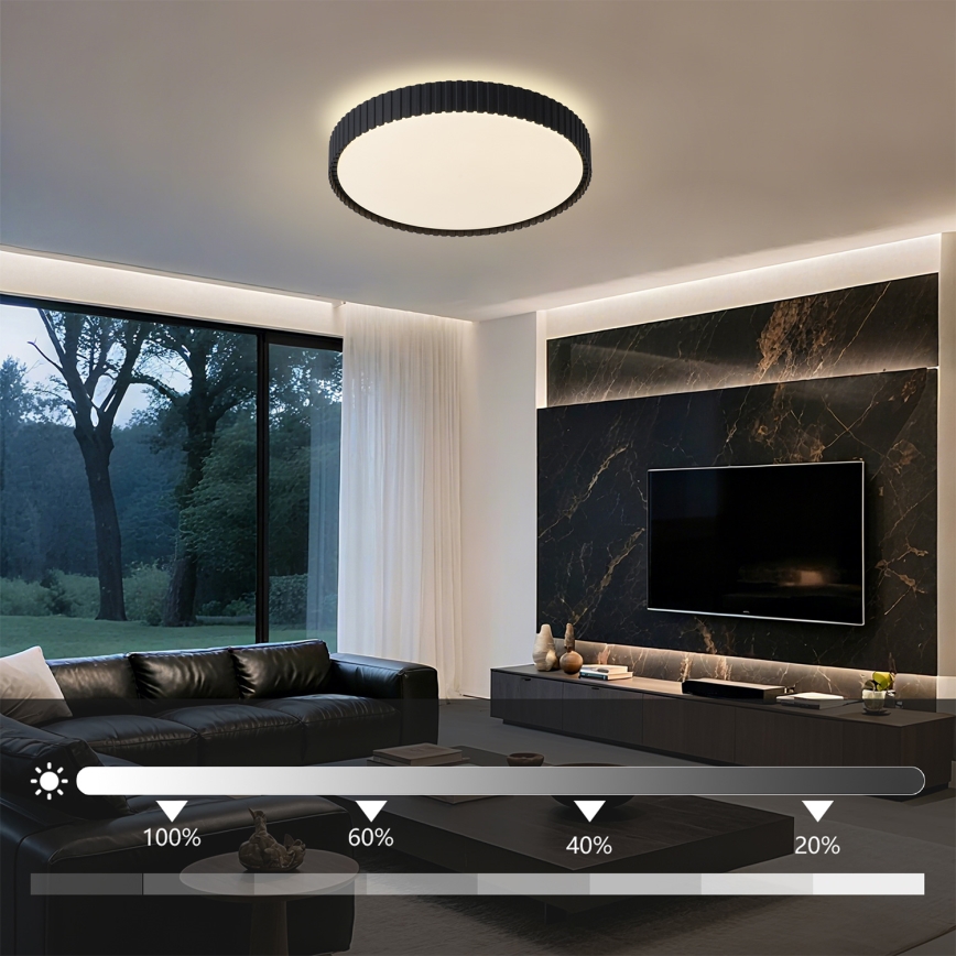 Brilagi - LED-dimmbare Deckenleuchte CORVO LED/54W/230V 3000-6000K schwarz Ø 40 cm + Fernbedienung