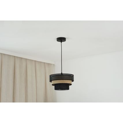 Brilagi - Hängeleuchte an Kabel DAKOTA LUNETA 1xE27/15W/230V Ø 25 cm schwarz/Rattan