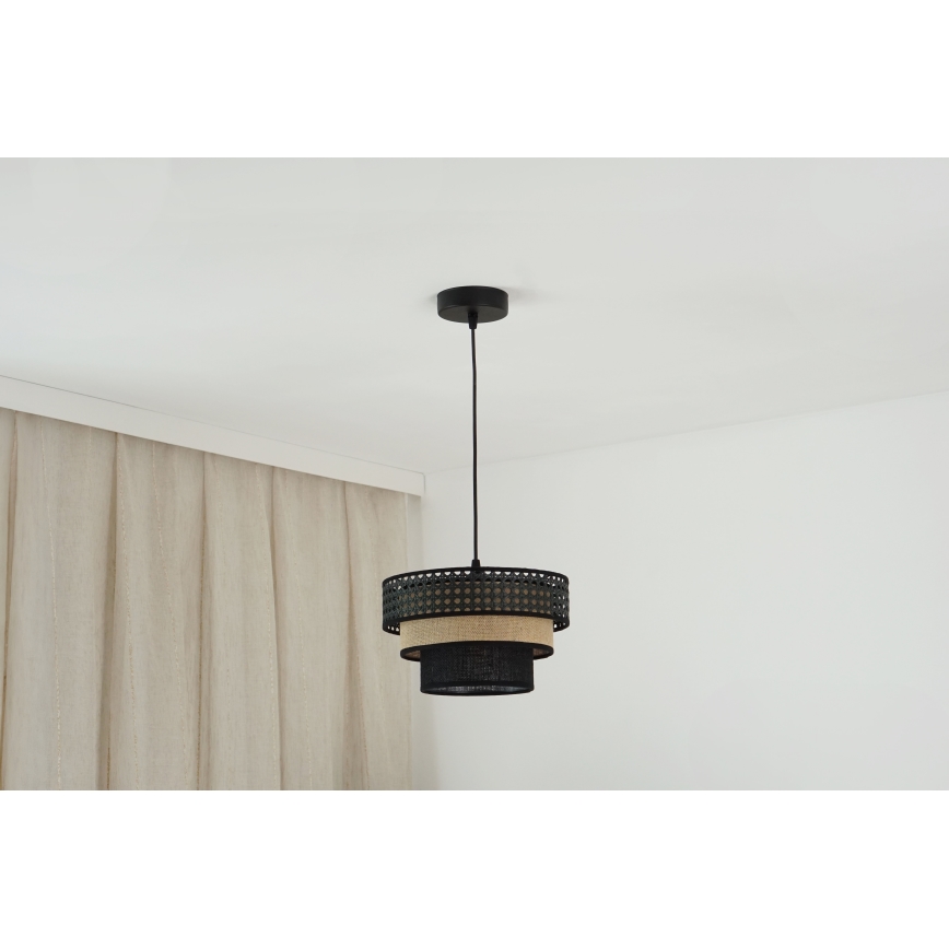 Brilagi - Hängeleuchte an Kabel DAKOTA LUNETA 1xE27/15W/230V Ø 25 cm schwarz/Rattan