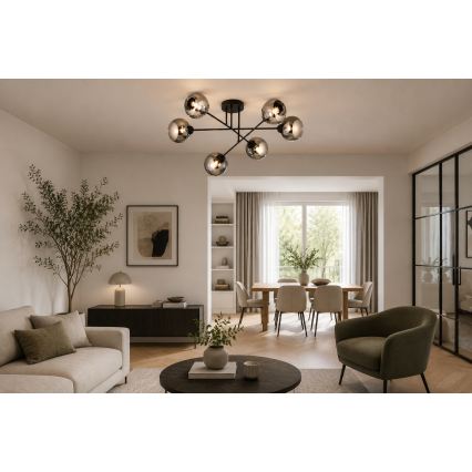 BRILAGI - Deckenanbauleuchte DIOR 6xE27/60W/230V schwarz/rauchgrau