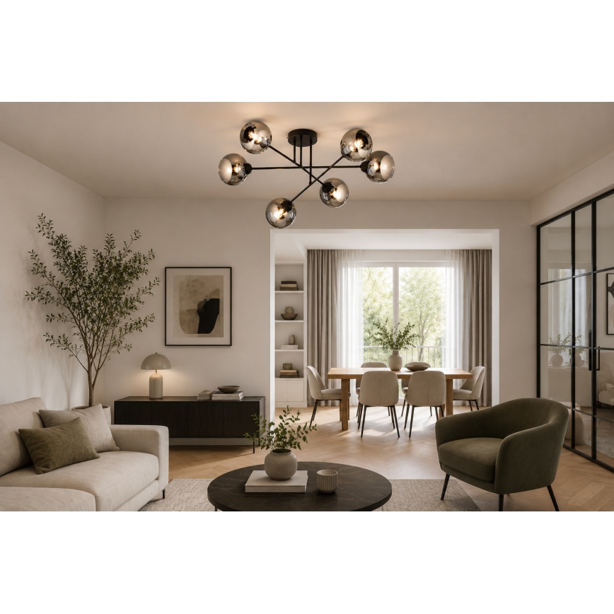 BRILAGI - Deckenanbauleuchte DIOR 6xE27/60W/230V schwarz/rauchgrau