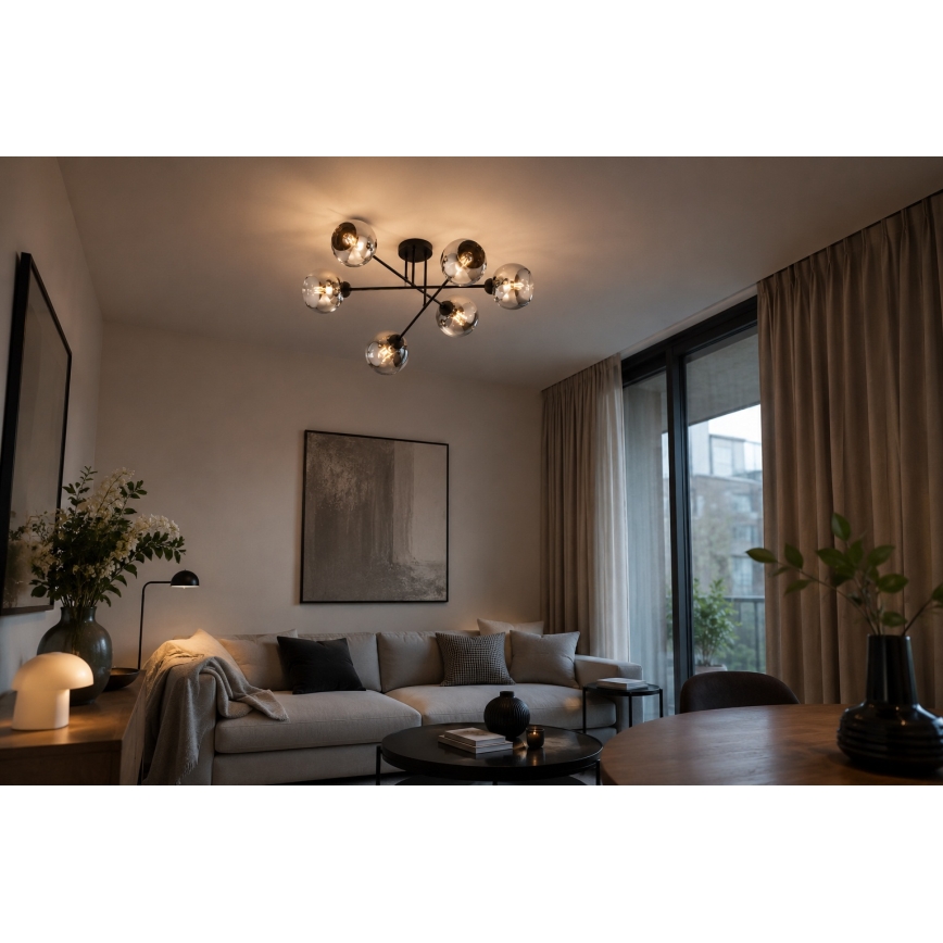 BRILAGI - Deckenanbauleuchte DIOR 6xE27/60W/230V schwarz/rauchgrau