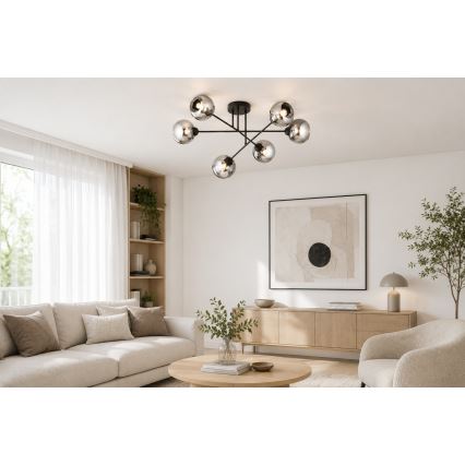 BRILAGI - Deckenanbauleuchte DIOR 6xE27/60W/230V schwarz/rauchgrau