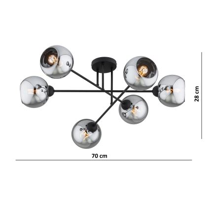 BRILAGI - Deckenanbauleuchte DIOR 6xE27/60W/230V schwarz/rauchgrau