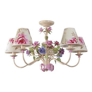 BRILAGI - Deckenleuchte an Stange ROMANCE 5xE14/40W/230V mehrfarbig/beige/Patina
