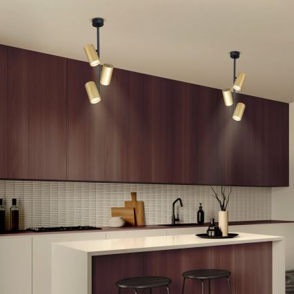 Brilagi - Deckenleuchte an Stange SELE VERTICAL 3xGU10/30W/230V schwarz/golden