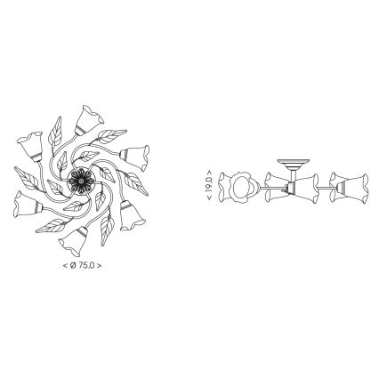 BRILAGI - Deckenleuchte BLOSSOM 6xE27/40W/230V Ø 75 cm Patina/Messing