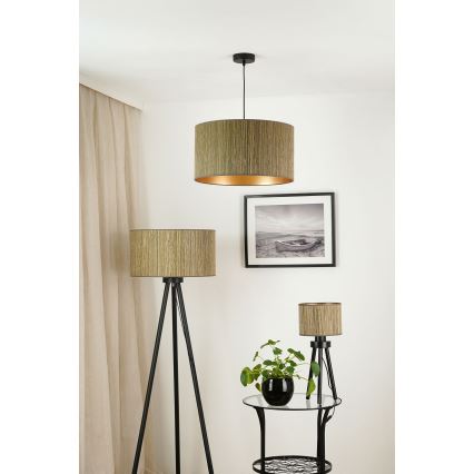 Brilagi - Hängeleuchte an Seil BOSTON ROLLER 1xE27/15W/230V Ø 45 cm Stroh Braun/Gold