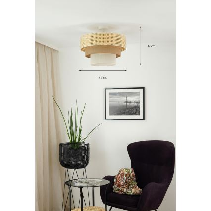 Brilagi - Deckenleuchte CEDAR LUNETA 1xE27/15W/230V Ø 45 cm Rattan/Braun/Creme