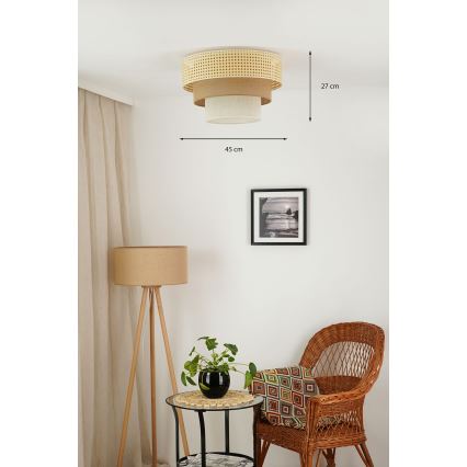 Brilagi - Deckenleuchte CEDAR LUNETA 1xE27/15W/230V Ø 45 cm Rattan/Braun/Creme