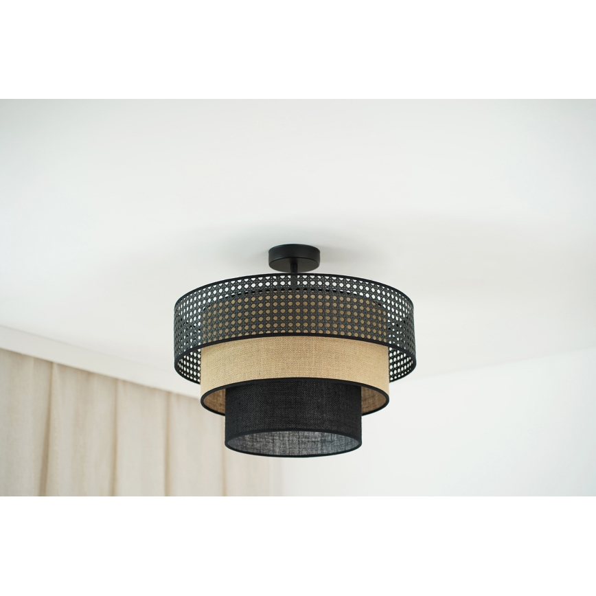 Brilagi - Deckenleuchte DAKOTA LUNETA 1xE27/15W/230V Ø 45 cm schwarz/Rattan