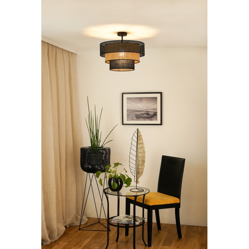 Brilagi - Deckenleuchte DAKOTA LUNETA 1xE27/15W/230V Ø 45 cm schwarz/Rattan