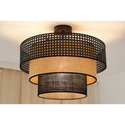 Brilagi - Deckenleuchte DAKOTA LUNETA 1xE27/15W/230V Ø 45 cm schwarz/Rattan