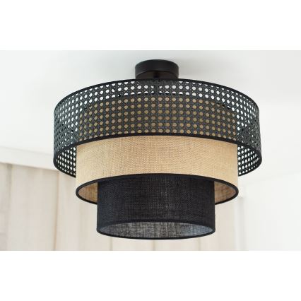 Brilagi - Deckenleuchte DAKOTA LUNETA 1xE27/15W/230V Ø 45 cm schwarz/Rattan