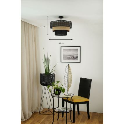 Brilagi - Deckenleuchte DAKOTA LUNETA 1xE27/15W/230V Ø 45 cm schwarz/Rattan