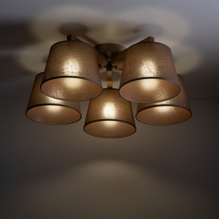 Brilagi - Deckenleuchte LATTE SABIA 5xE27/15W/230V Kiefer/Braun