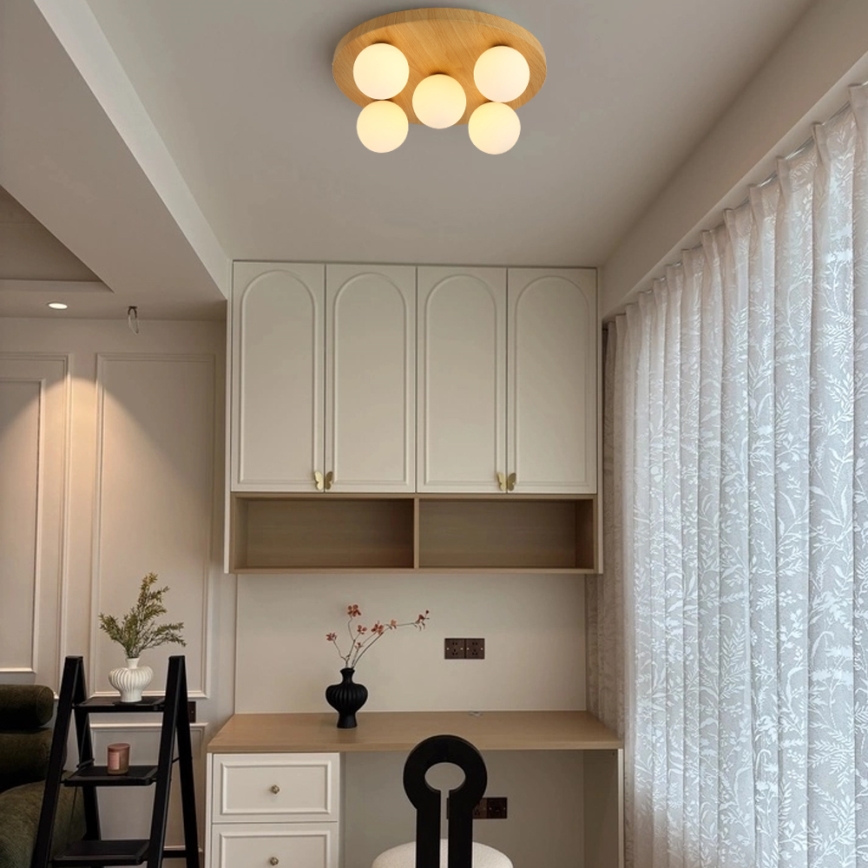 Brilagi - Deckenleuchte LUND WOOD 5xG9/9W/230V Ø 40 cm Gummibaumholz