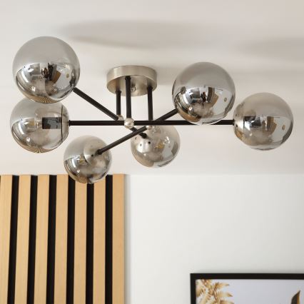 Brilagi - Deckenleuchte MALIVA 6xE14/15W/230V mattchrom/rauchglas