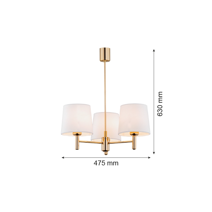 Brilagi - Deckenleuchte mit Stab MONTE 3xE27/15W/230V creme/gold