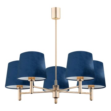Brilagi - Deckenleuchte mit Stange MONTE 5xE27/15W/230V blau/gold