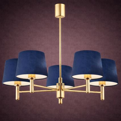 Brilagi - Deckenleuchte mit Stange MONTE 5xE27/15W/230V blau/gold