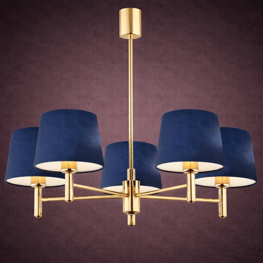 Brilagi - Deckenleuchte mit Stange MONTE 5xE27/15W/230V blau/gold