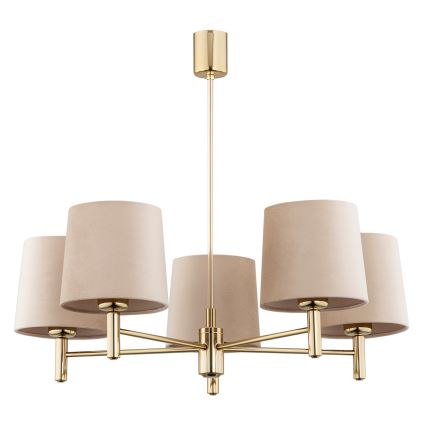 Brilagi - Deckenleuchte mit Stange MONTE 5xE27/60W/230V beige/gold