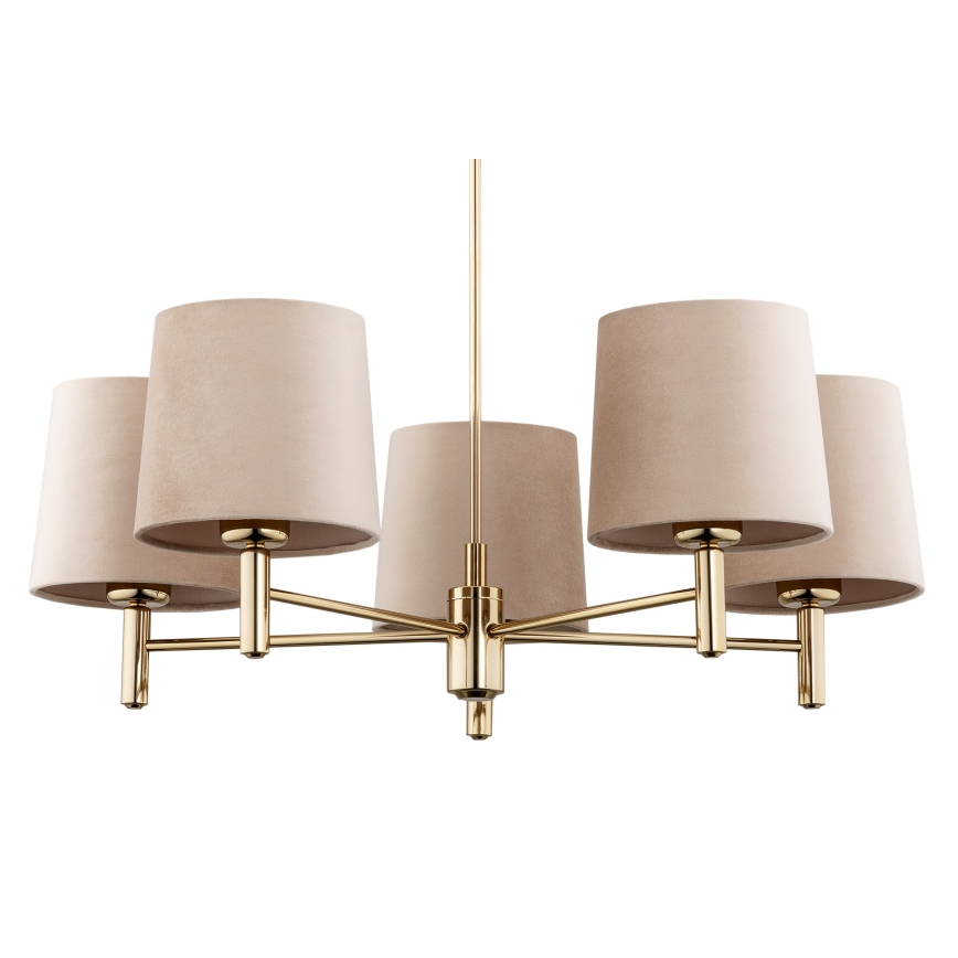Brilagi - Deckenleuchte mit Stange MONTE 5xE27/60W/230V beige/gold