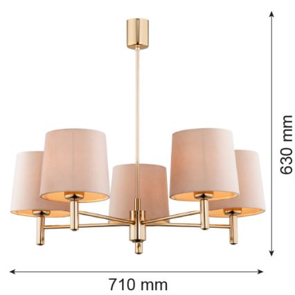 Brilagi - Deckenleuchte mit Stange MONTE 5xE27/60W/230V beige/gold