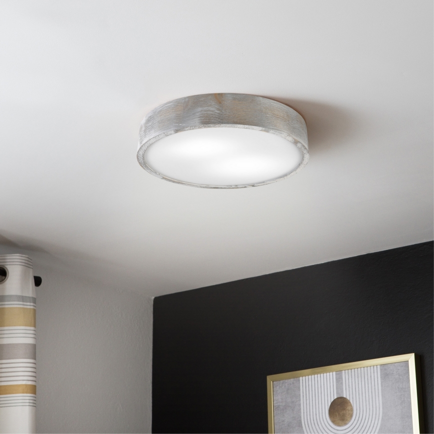 Brilagi - Deckenleuchte PINO 2xE27/15W/230V Kiefer/Silber Ø 37,5 cm