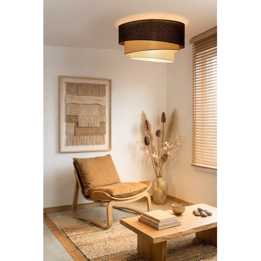 Brilagi - Deckenleuchte TRIO 3xE27/60W/230V Ø 60 cm braun/beige/weiß