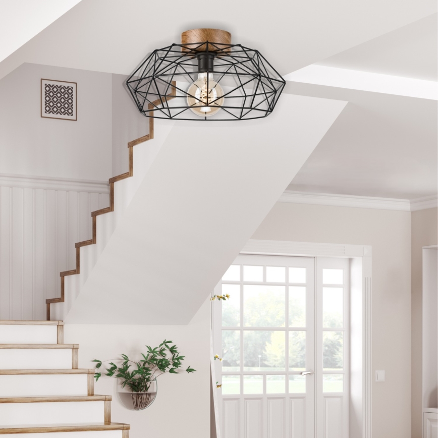 Brilagi - Deckenleuchte WOODY BASKET 1xE27/60W/230V Ø 40 cm Eiche/Nussbaum