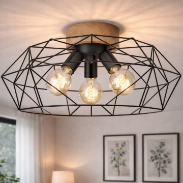 Brilagi - Deckenleuchte WOODY BASKET 3xE27/60W/230V Ø 60 cm Eiche