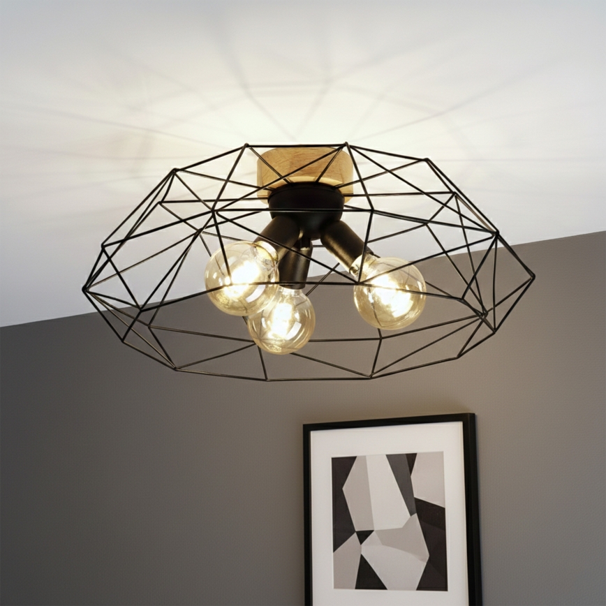 Brilagi - Deckenleuchte WOODY BASKET 3xE27/60W/230V Ø 60 cm Eiche