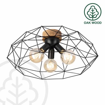 Brilagi - Deckenleuchte WOODY BASKET 3xE27/60W/230V Ø 60 cm Eiche