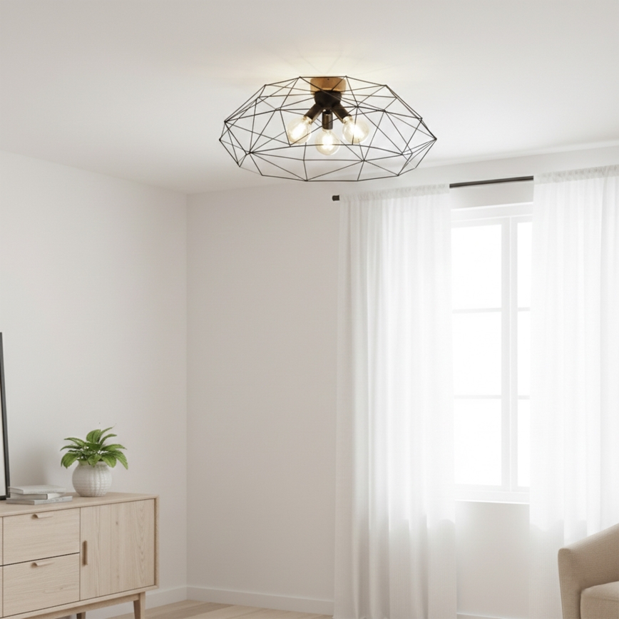 Brilagi - Deckenleuchte WOODY BASKET 3xE27/60W/230V Ø 80 cm Eiche