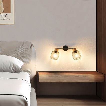 Brilagi - Deckenspot BASKLITE 2xE27/15W/230V Holz/Schwarz