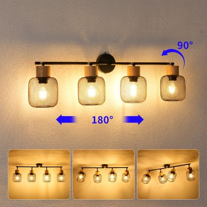 Brilagi - Deckenspot BASKLITE 4xE27/15W/230V Holz/Schwarz