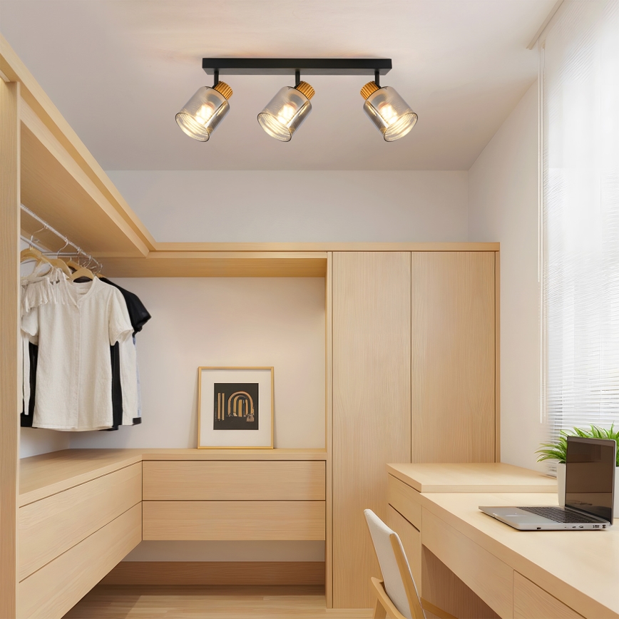 Brilagi - Deckenspot HYGGE 3xE14/15W/230V schwarz/rauchfarben