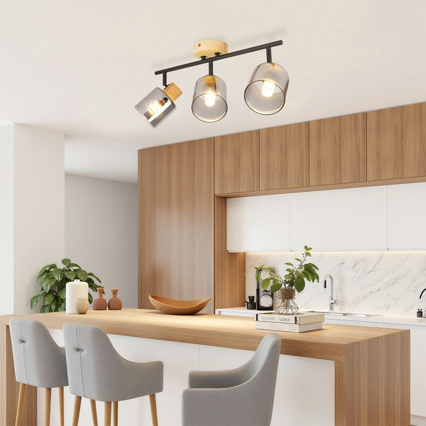 Brilagi - Deckenspot HYGGE 3xE14/15W/230V schwarz/rauchfarben